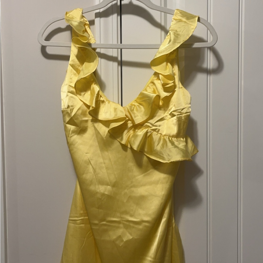 Yellow Ruffled Sleeveless Dress